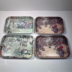Vintage Carl Larrson melamine tray set 8